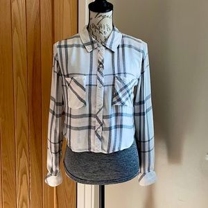 Rails Flannel, Rian, Cropped Button Up Plaid Shirt. Like New! XS